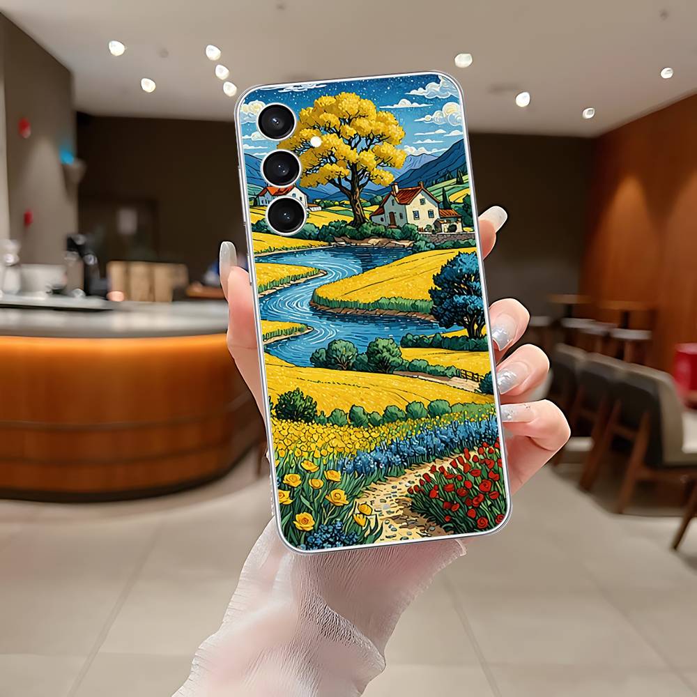 Сельская местность Поле пшеницы Искусство Чехол для телефона Для Samsung Galaxy A52 A12 A51 S21 Edge S22ULTRA S23 S24 S20LITE Plus Ultra Прозрачный