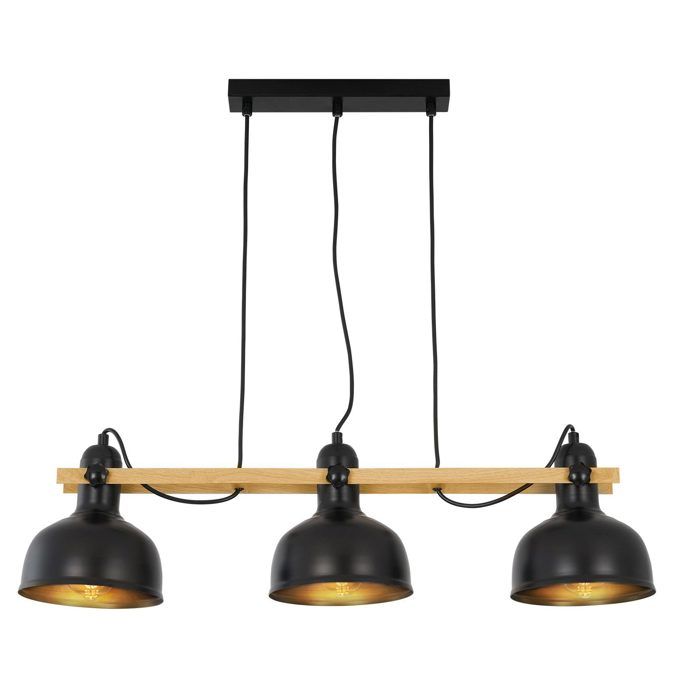 Lampe suspendue - NETTLIFE - Suspension 3 ampoules - Noir - Métal - Culot E27