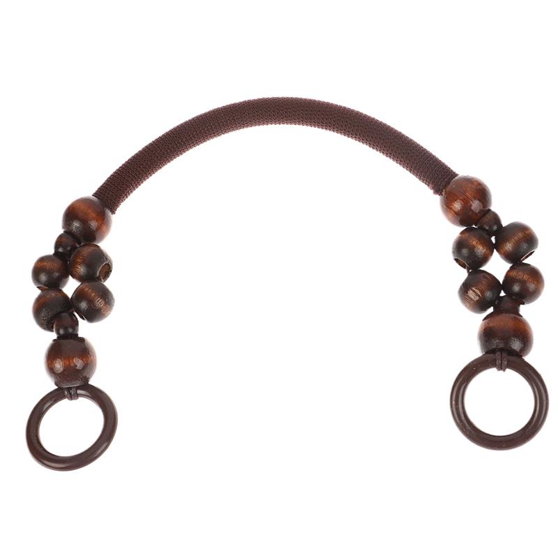 Women Wooden Bead Rope Bag Strap Wooden Handle Rope Beads Handbag Shoulder Belt Diy Replacement Bag Accessories