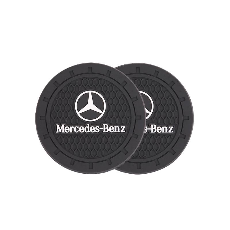 GOX3 2Pcs Crystal Decoration Silicone Mat Car Water Cup Groove Anti-slip Pads For Mercedes Benz AMG Smart W205 C300 W203 W206 W108