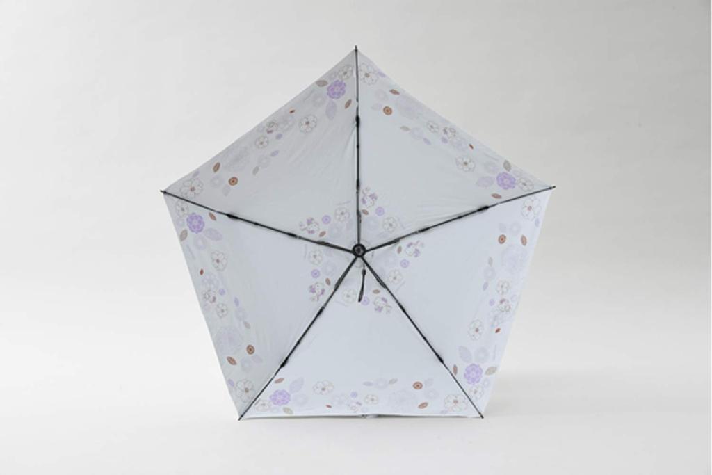 Sanrio Flower Folding Hello 90cm Diameter X 55cm Length 5cm Diameter X 24cm Length Suitable for Rain or Shine Umbrella, 5-Rib, Kitty, FU-555, Size