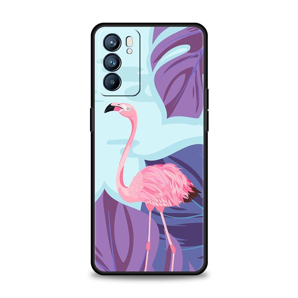 Милый Чехол для Телефона с Листьями Розовых Фламинго для Oppo Reno8 Reno7 Reno6 Pro A54 5G Find X6 X5 A53 A52 A9 A15 A95 A17 A16 A57 A31