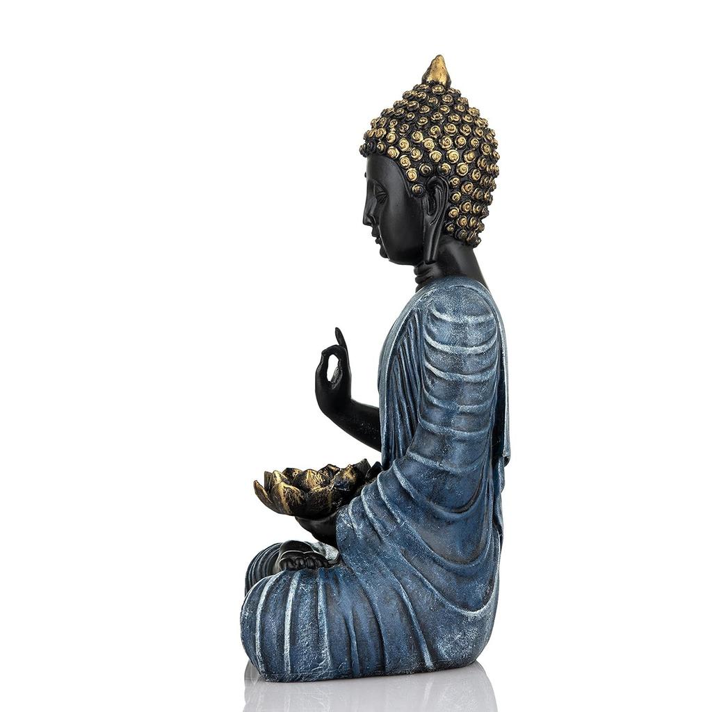Последняя статуя сидящего Будды, экспонат, идол, предметы домашнего декора для гостиной и подарки (Голубовато-черный)