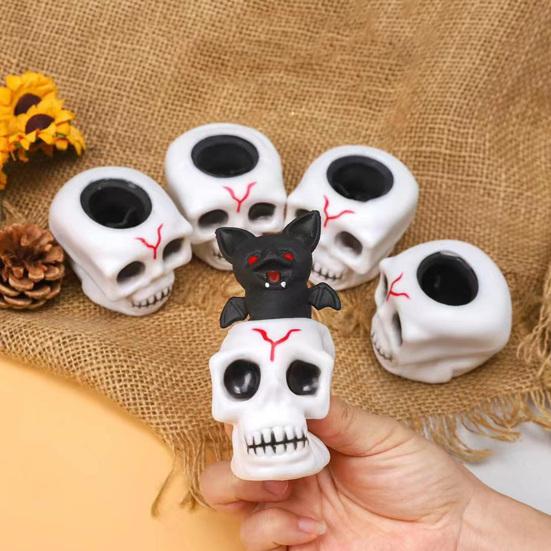 Anti-stress Toy Quick Recovery Spoof Toys Unzipped Useful Halloween Trick Skull Squeeze Fidget for Kids Adults