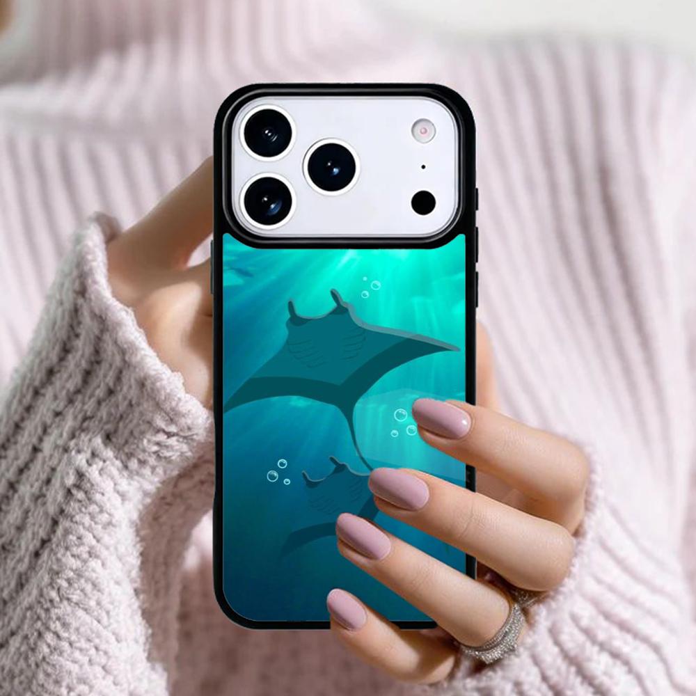 Animal Manta Ray Phone Case For Apple iPhone 17 Air 16E 15 14 Plus 13 12 11 Pro Max Mini Funda Cover