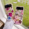 Cute Retro Oil Painting Flower Pattern Phone Case For Samsung Galaxy Z Flip 4 3 5g Transparent Hard Pc Cover