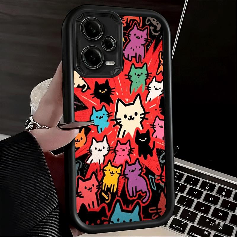 Чехол для телефона Xiaomi Redmi Note 15 14 13 Pro Plus Мультяшная тематика Милые кошки Оболочка 12S 11 11S 11T 5G 14S Мягкий силикон Funda