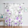 White Stone Purple Rose Floral Sheer Voile Curtain for Living Room Bedroom Kitchen Window Decor Geometric Flowers Tulle Curtains