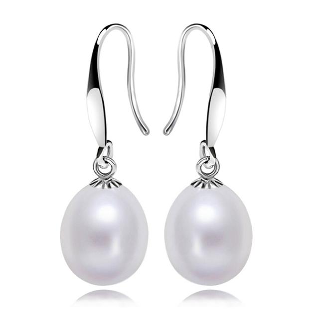 Real Freshwater Gray Pearl Earrings For Women ,Wedding 925 Sterling Silver Jewelry Black Natural Pearl Earring Girl Birthday Gift