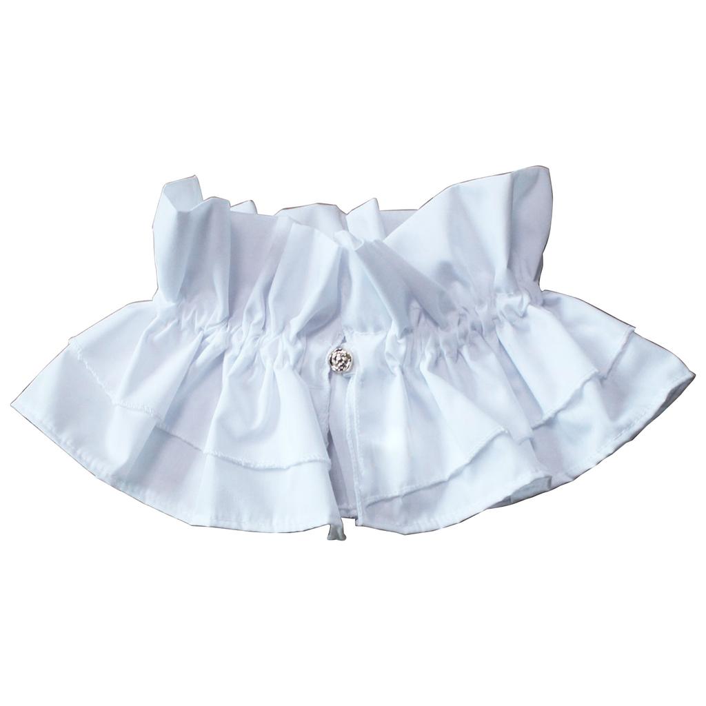 Vintage Detachable Double Layer Ruffled False Collar for Women Victorian Renaissance Button High Neck Ruff Party Costume