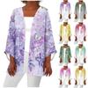 Women's Casual Fashion Caot Retro Printed Lightweight Medium Length Jacket Cardigan