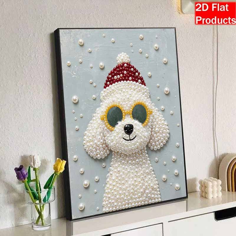 Набор для DIY-рисования жемчугом без рамки Милая собачка Зимний уютный домашний декор 3D Блестящее искусство из бусин Холст Расслабляющее рукоделие Подарок для взрослых