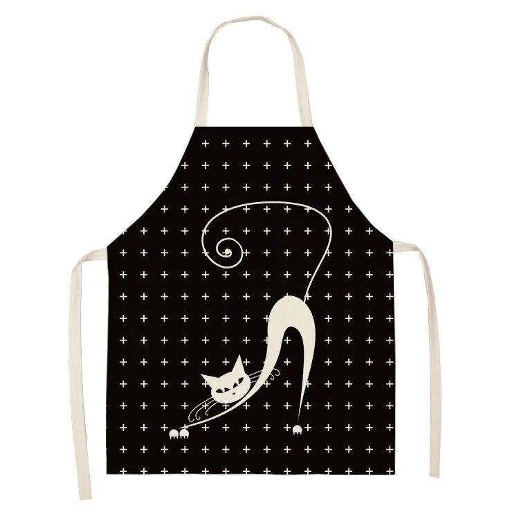 1 шт. 55x68 см кухонный фартук с милым принтом кота домашние хлопковые льняные фартуки без рукавов для мужчин и женщин аксессуары для выпечки 38x47 см