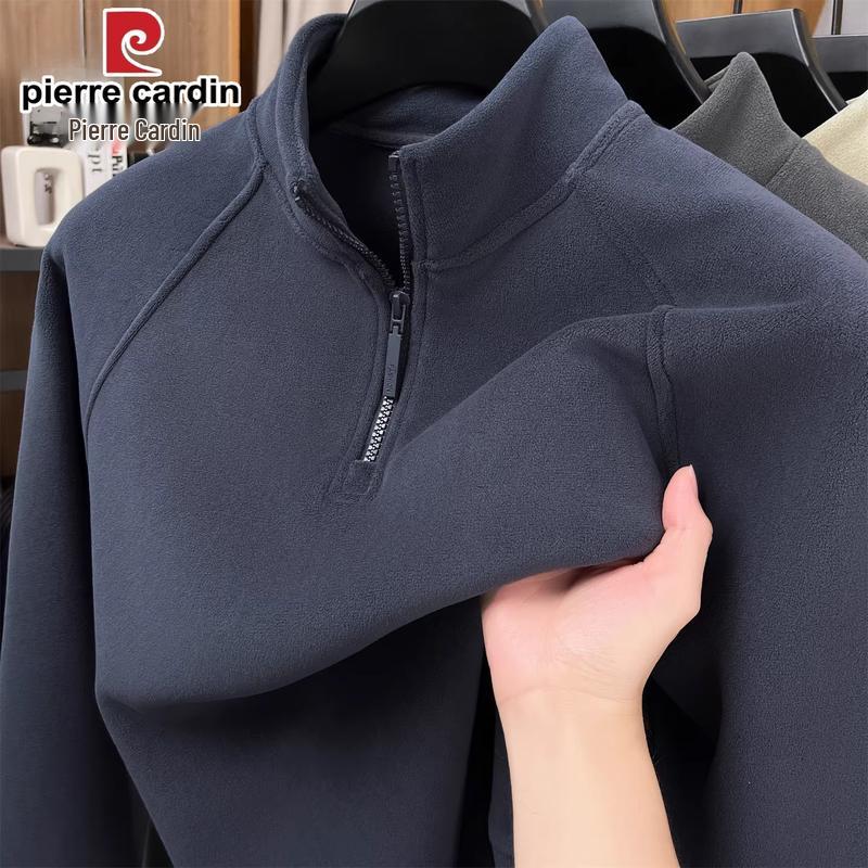 Pierre Cardin Мужской толстый флисовый свитшот на молнии до середины груди