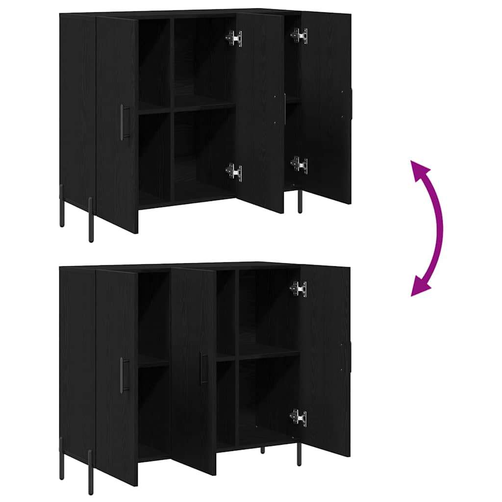 Sideboard Black Oak Look 90 x 34 x 80 cm Engineered Wood
