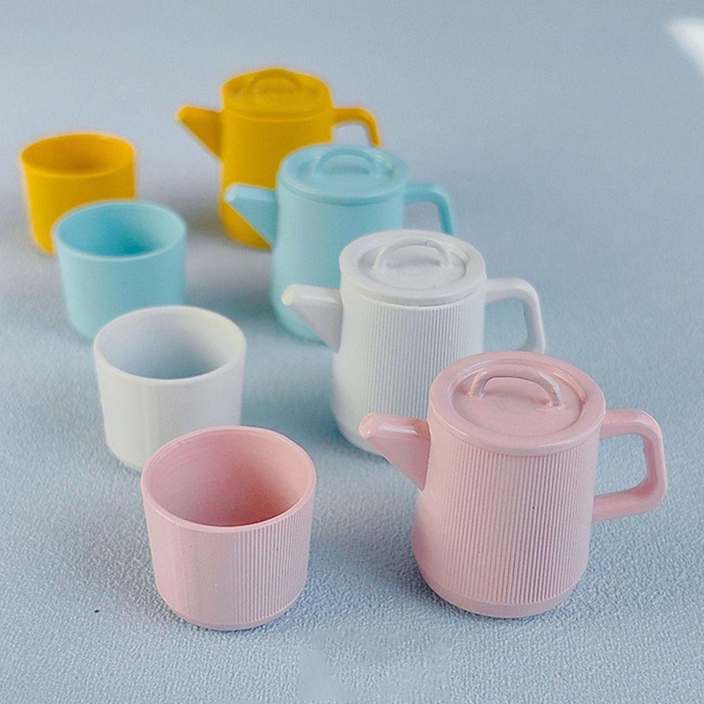 1/6 Doll Kettle Cup Set Alloy Miniature Drinkware Creative Dollhouse Teapot