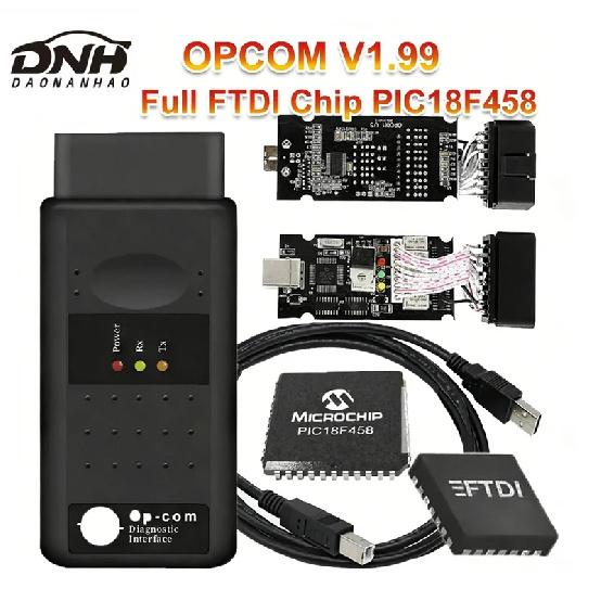 Newest 2026 Opcom 1.99 For Opel Full Chip OP-COM V1.99 FTDI PIC18F458 Can Bus OBD 2 OBD2 Car Diagnostic Cable Tool