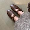2025 Autumn New Flat-soled Single Shoes Super Soft Evening Shoes Apricot Shoes French Double-breasted Leather Mary Jane Shoes