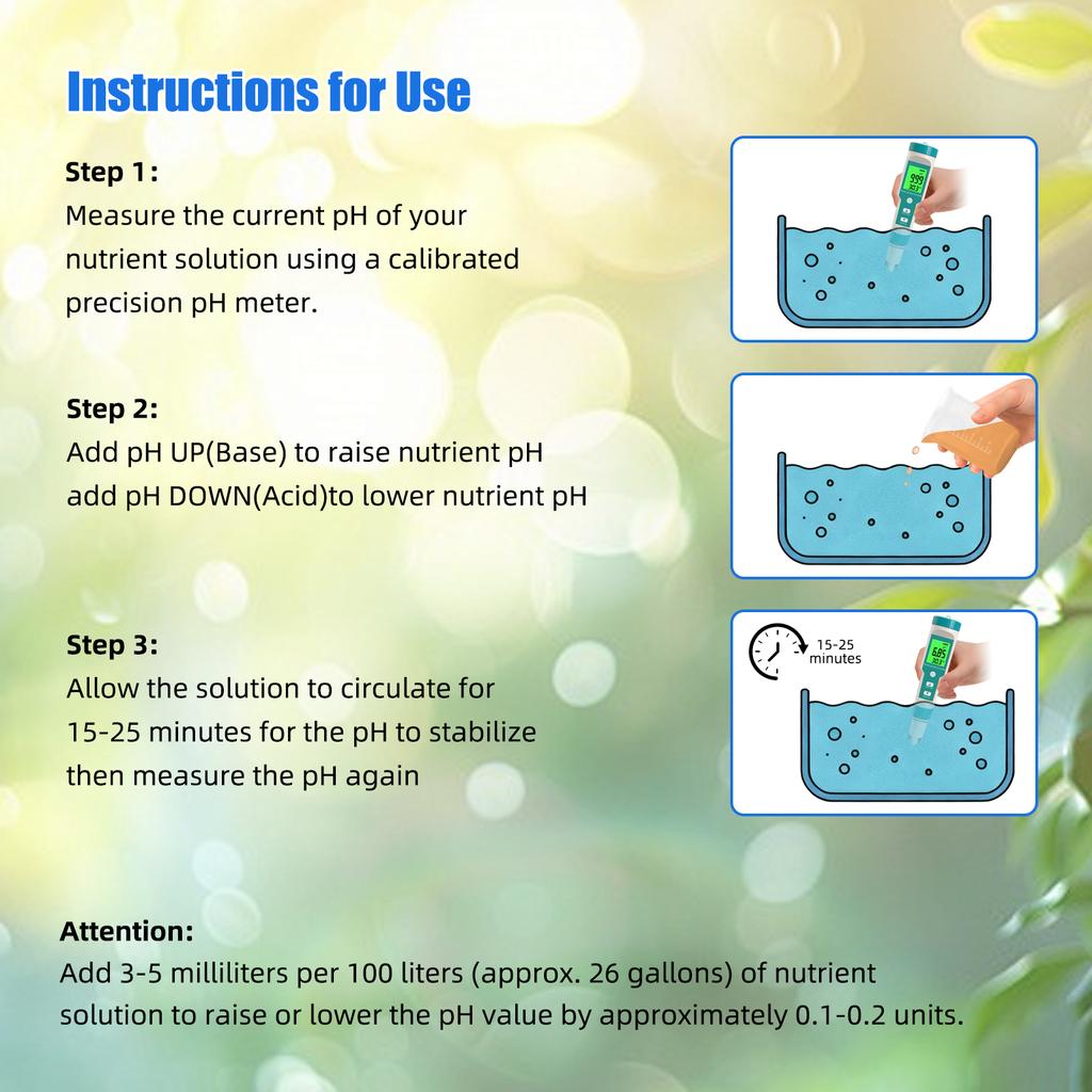 YAGO 250ml/100ML General Hydroponic pH Control kit with pH Meter Gift pH Up and Down Solution pH Regulator for Healthy Plants