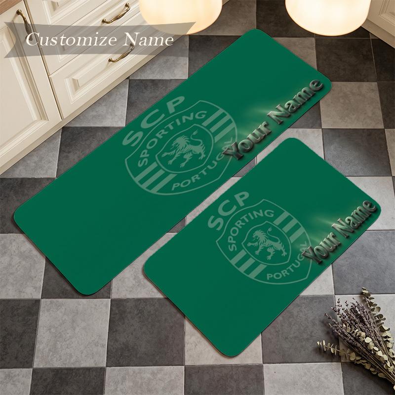 Sporting Clube De Portugal (32) Custom Name Flannel Mat Anti-Slip Kitchen Floor Rug for Home Kitchen Decor Gift
