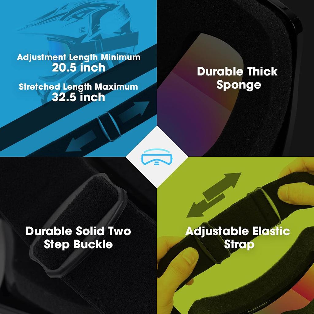 Очки для мотокросса для взрослых, 2 шт. Очки для квадроцикла и мотоцикла для мужчин и женщин, Очки для езды по бездорожью с широким обзором