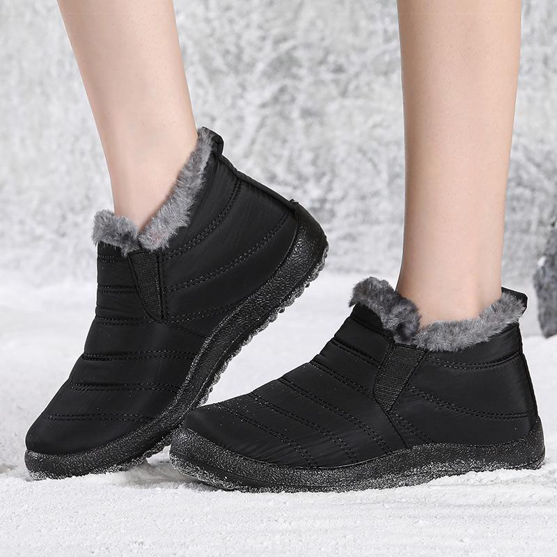 Women's Boots Black Slip On Woman Shoes Fur Ladies Shoes Unisex Ankle Boots Waterproof Keep Warm Botas Mujer Winter Snow Boots