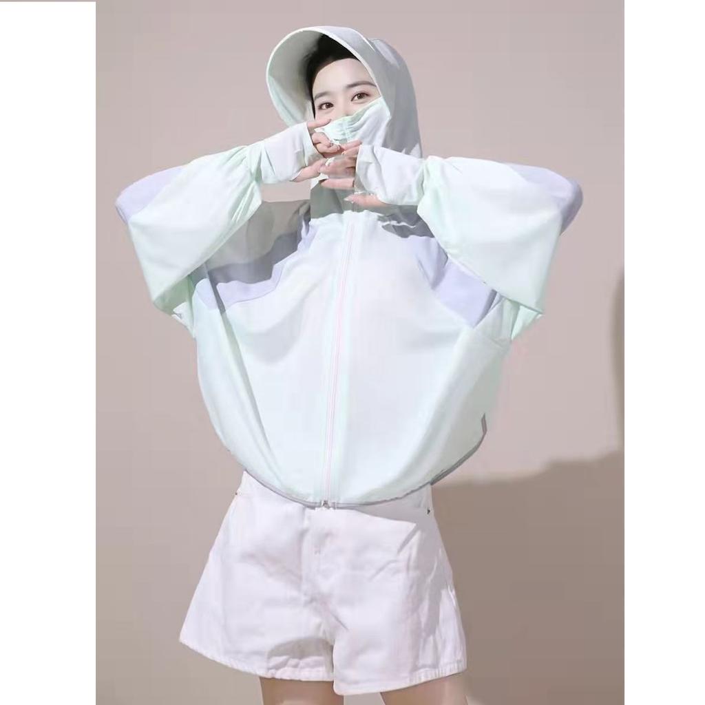 Sun Protection Hooded Summer Clothes for Women, Lightweight Ice Silk Jacket, UV Resistant Breathable Long Sleeved Sun Protection Clothes for Women