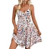 Women's Summer Thin Shoulder Straps V-neck Loose Printed Suspender Dress