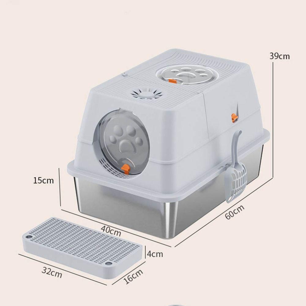 Stainless Steel Cat Bedpans Anti-splash Cover Cat Potty New Cat Litter Box Pet Supplies