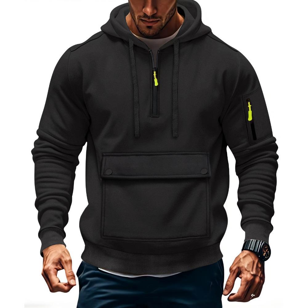 Модный инновационный свитшот Осень и Зима Мужской флисовый Свободный Большой карман Худи на большой молнии