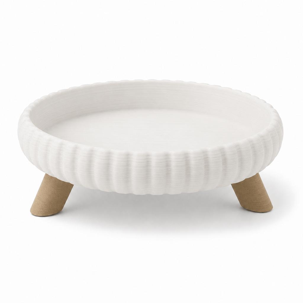 Round 3D Printed Layered Texture Storage Tray, Three‑Legged Tall Jewelry Dish, Minimalist Decorative Storage Plate