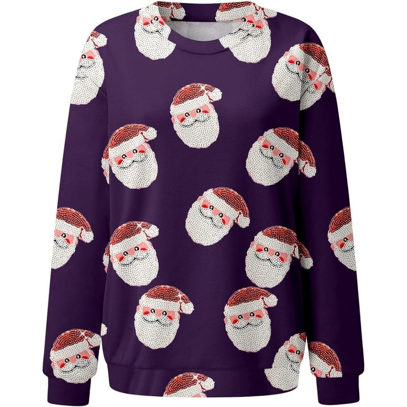 Рождественская женская толстовка с капюшоном с круглым вырезом и длинными рукавами для женщин Пуловеры и свитера с длинными рукавами (Женский)