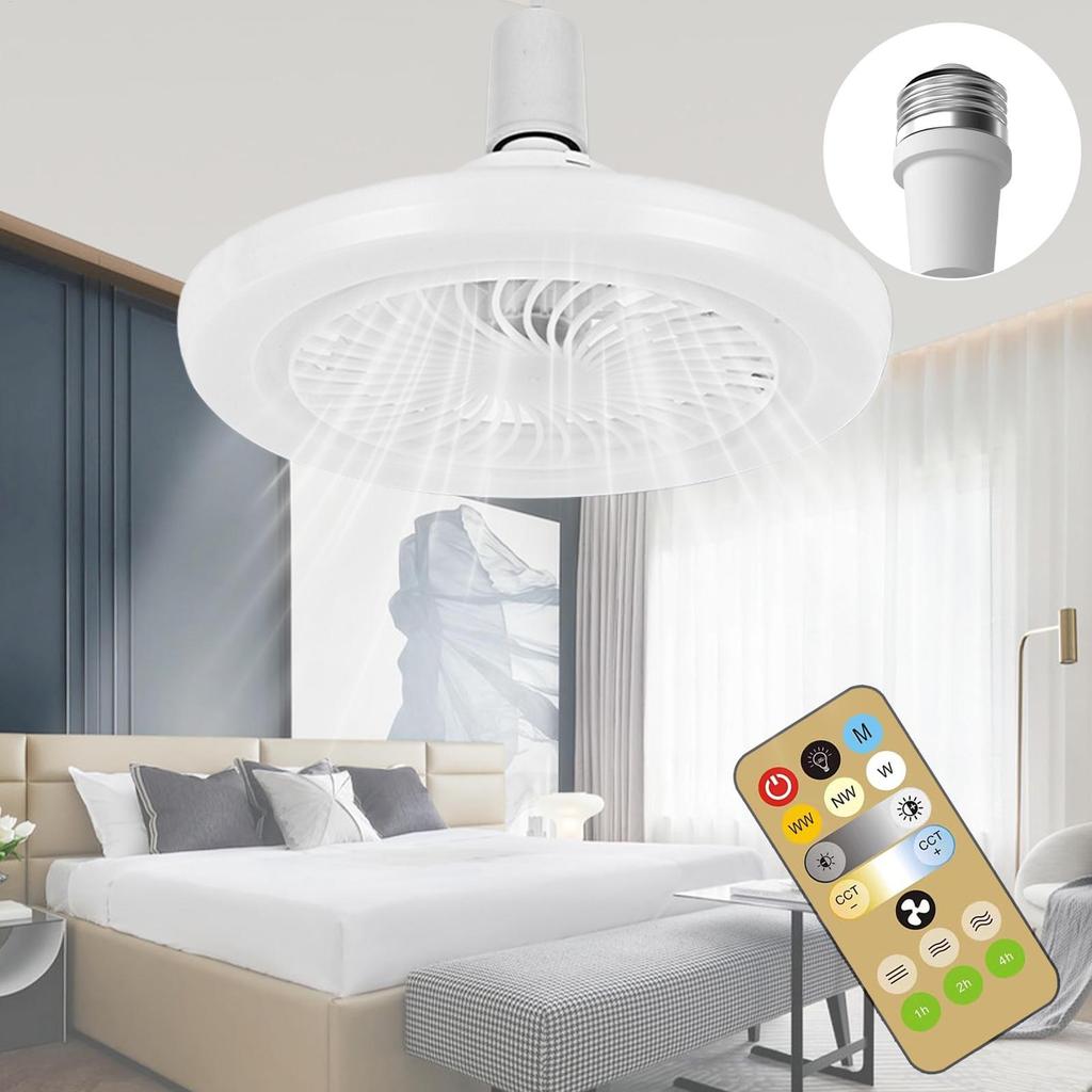 Потолочный вентилятор с подсветкой E27 3 скорости вращения Диммируемый 3 цвета подсветки Легко устанавливается Для спальни кухни и балкона