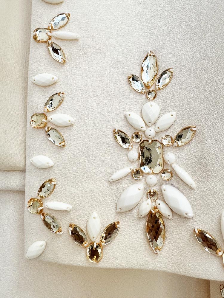 2025 New European & American Beaded Cardigan Jacket & Slit Midi Skirt Set