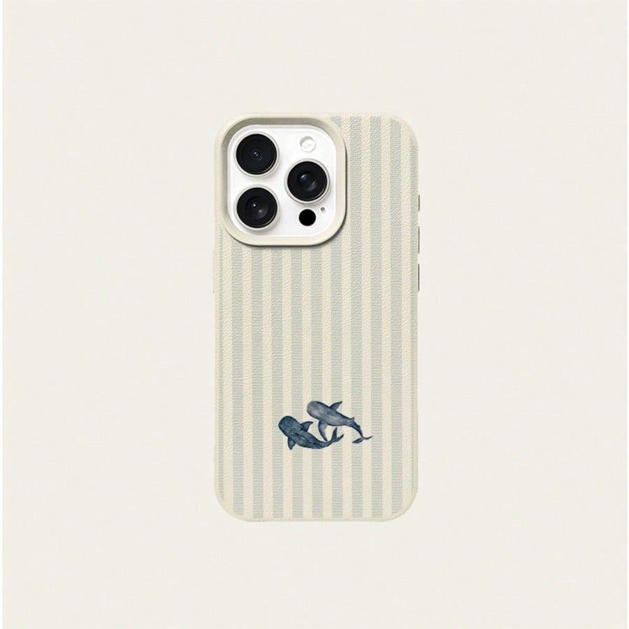 Чехол для телефона Ocean Elements с рисунком кита и полосками, цветами, для iPhone 17 Air 16 15 14 13 12 11 Pro Max XS X XR 16 Plus 16E 17E