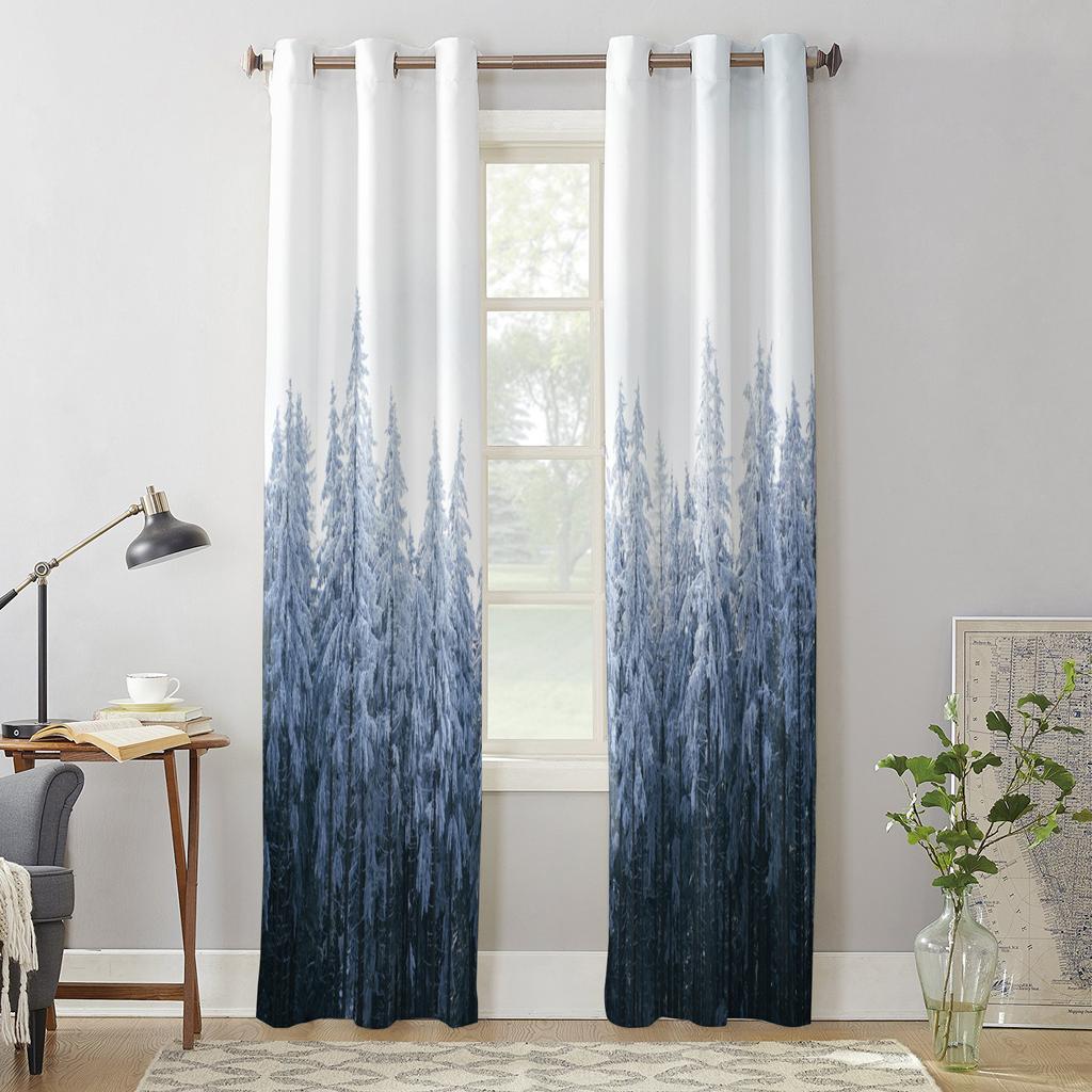 Шторы на окна со снежинками из соснового леса, роскошный декор для гостиной, рождественские шторы для спальни, кухни, оконные шторы