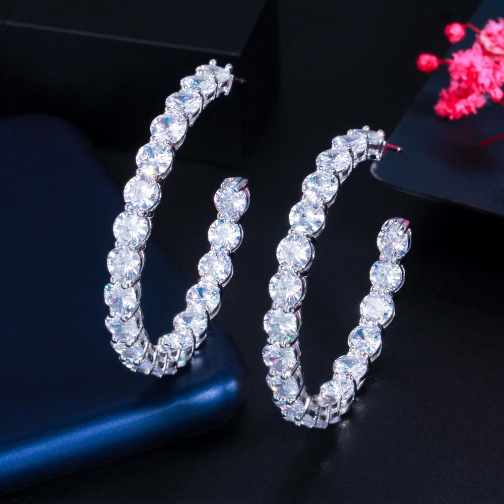 Блестящие iced out круглые серьги-кольца с кубическим цирконием для женщин, роскошные серьги с CZ для свадьбы, свадебной вечеринки