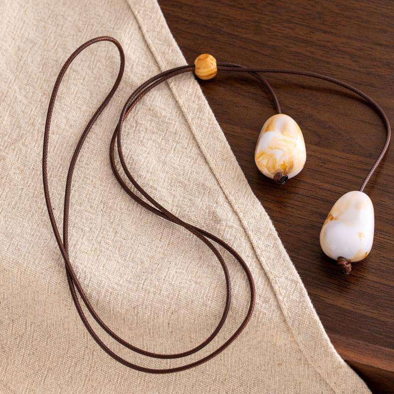 Элегантное длинное овальное ожерелье-подвеска в китайском стиле, лесная система, простое винтажное дзен-дизайн, ювелирный аксессуар