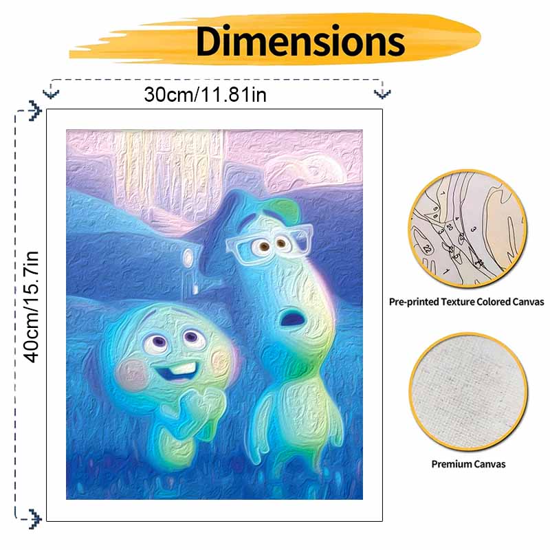 Disney Oil Painting DIY Digital Painting Soul Movie Characters Wall Art for Living Room and Entryway Decoration.