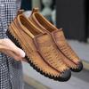 Мужские мокасины коричневого цвета для походов, слипоны, обувь для вождения ручной работы, повседневная кожаная широкая летняя обувь для папы, большой размер