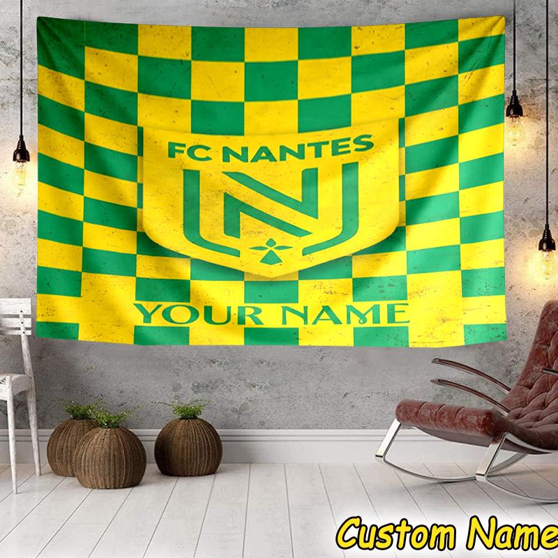 Custom Name Fc Nantes Crest Design Tapestry Room Decoration Wall Hanging for Living Room Bedroom, dormitory, Birthday and Christmas gifts