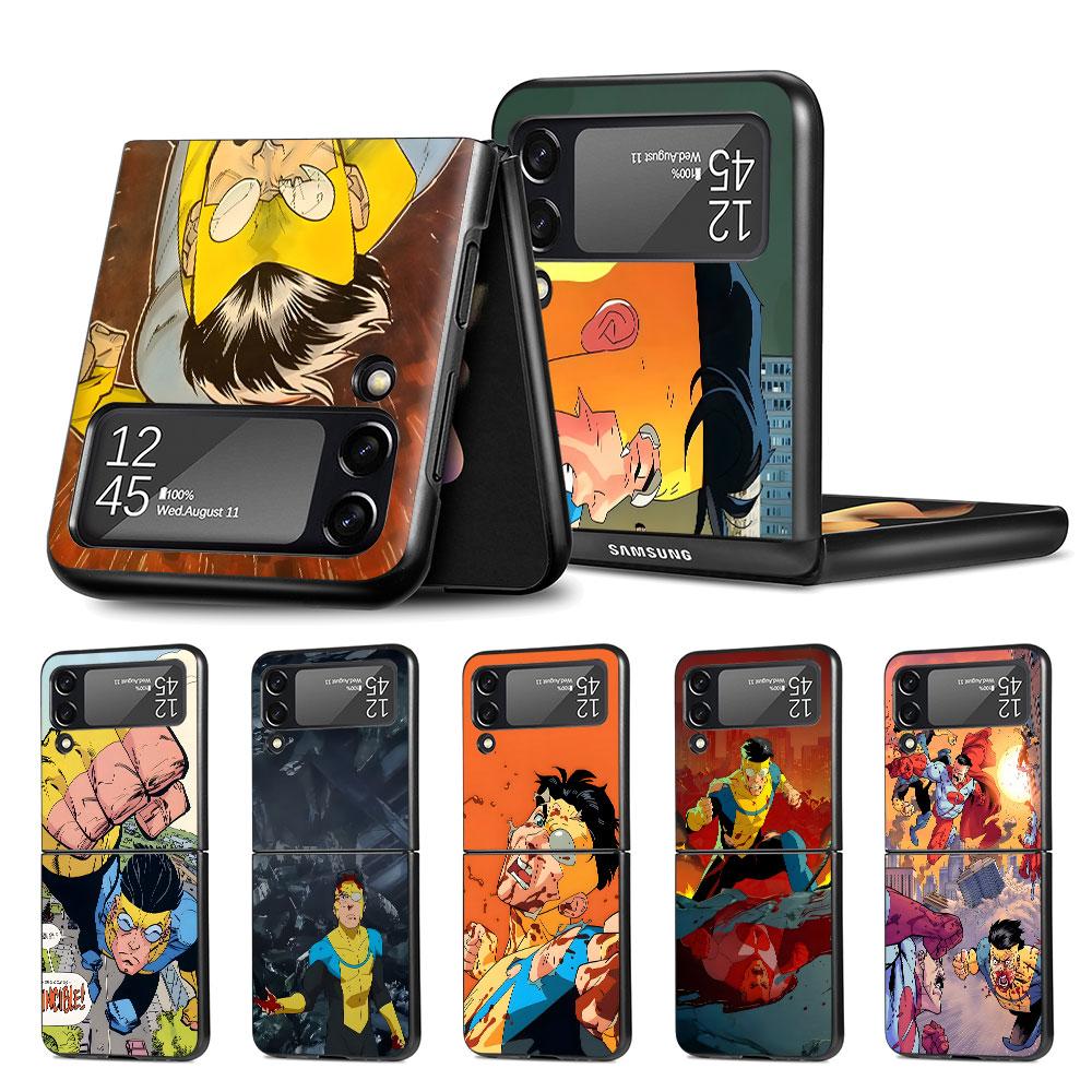 Мультяшный Неуязвимый Чехол для Samsung Galaxy Z Flip4 Flip3 5G Жесткий ПК Оболочка для Мобильного Телефона Z Flip 4 3 Черный Coque Zflip4 Zflip3 Чехол