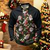 Men's Long Sleeve Golf Shirt Quick-Dry Mesh Casual Top with Christmas Print for Holiday Wear