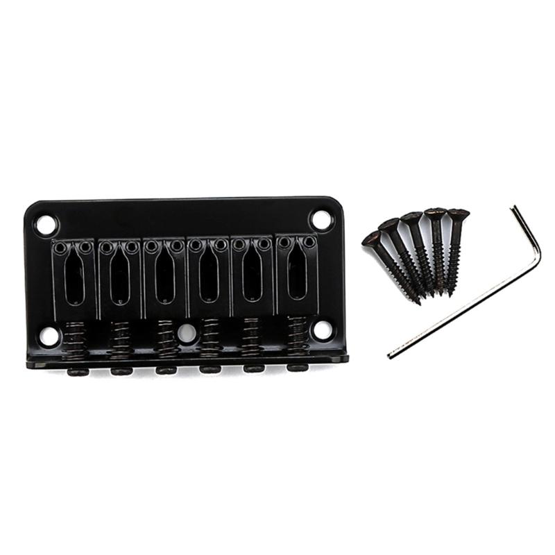 6 String Electric Guitar Bridge with Screws & Wrench Fixed Hardtail Bridge Saddle Guitar Replacement Part Easy to Use