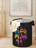 Game machine, laundry basket, foldable large capacity canvas storage bucket, children's toys, clothing storage, home bathroom