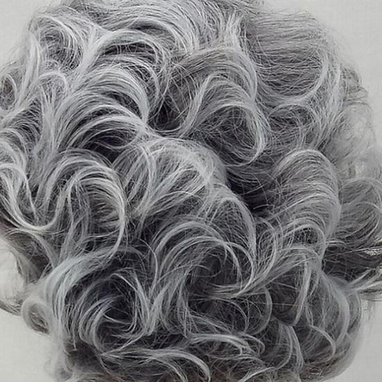 Short Wavy Curly Wigs with Bangs Natural Look High Temperature Silk Hair Wigs Long-Lasting Wear Middle-aged Women Style Fashion Fluffy Silver