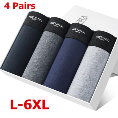 4 пары мужского нижнего белья, хлопковые шорты-боксеры большого размера, мужские трусы, трусы L-6XL