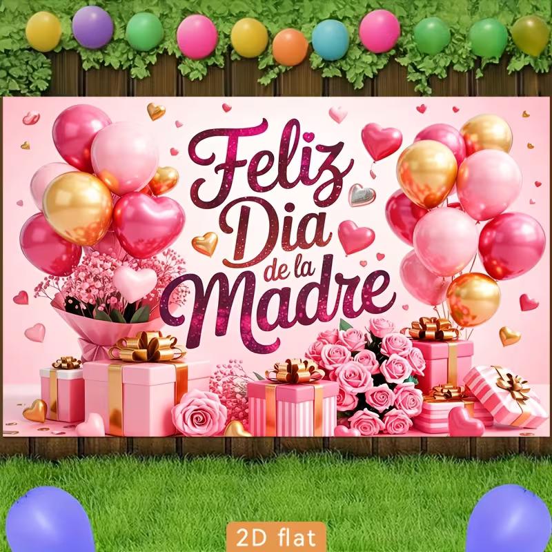 Двумерная тканевая основа розового золота «Feliz Dia de la Madre» для фотосессии мероприятия ко Дню матери