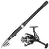 Комбо Удилище и Катушка Удилище Телескопическое из Углеволокна с Набором Катушек Приманки Джиг Крючки Рыболовная Сумка