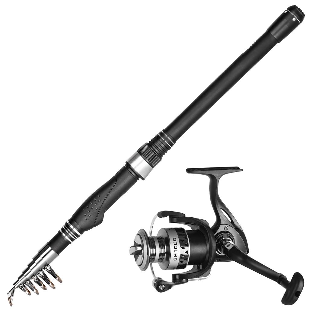 Комбо Удилище и Катушка Удилище Телескопическое из Углеволокна с Набором Катушек Приманки Джиг Крючки Рыболовная Сумка